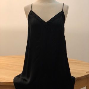 Aritiza- Wilfred, black satin slip dress in size small.